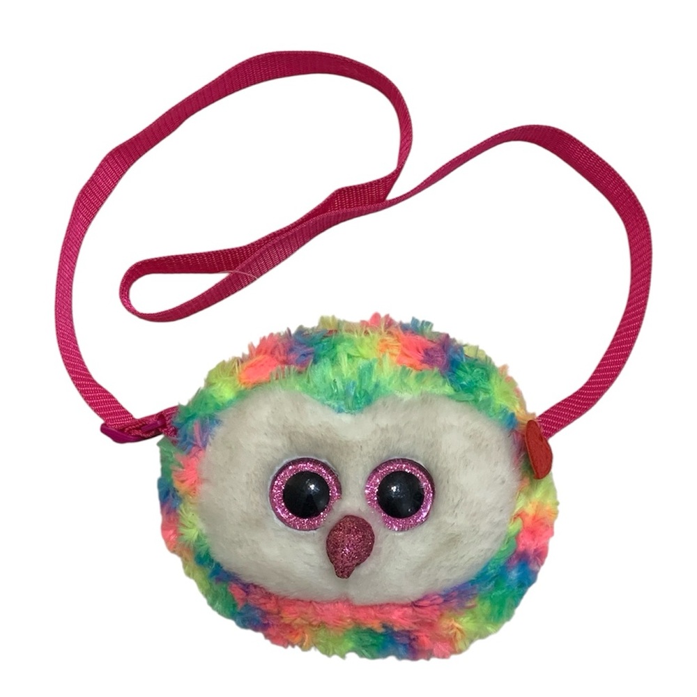 Ty Gear Owen Owl Beanie Boo Plushie Rainbow Crossbody Girls Play Purse Bag